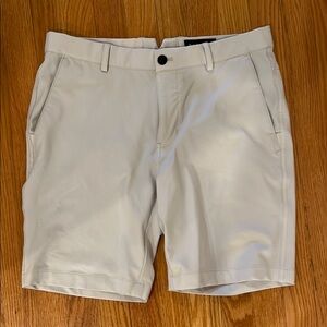 Tan Flat Front Shorts with Classic Cut